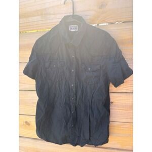 Converse One Star Mens Black Short Sleeve Western Pearl Snap Shirt Large
